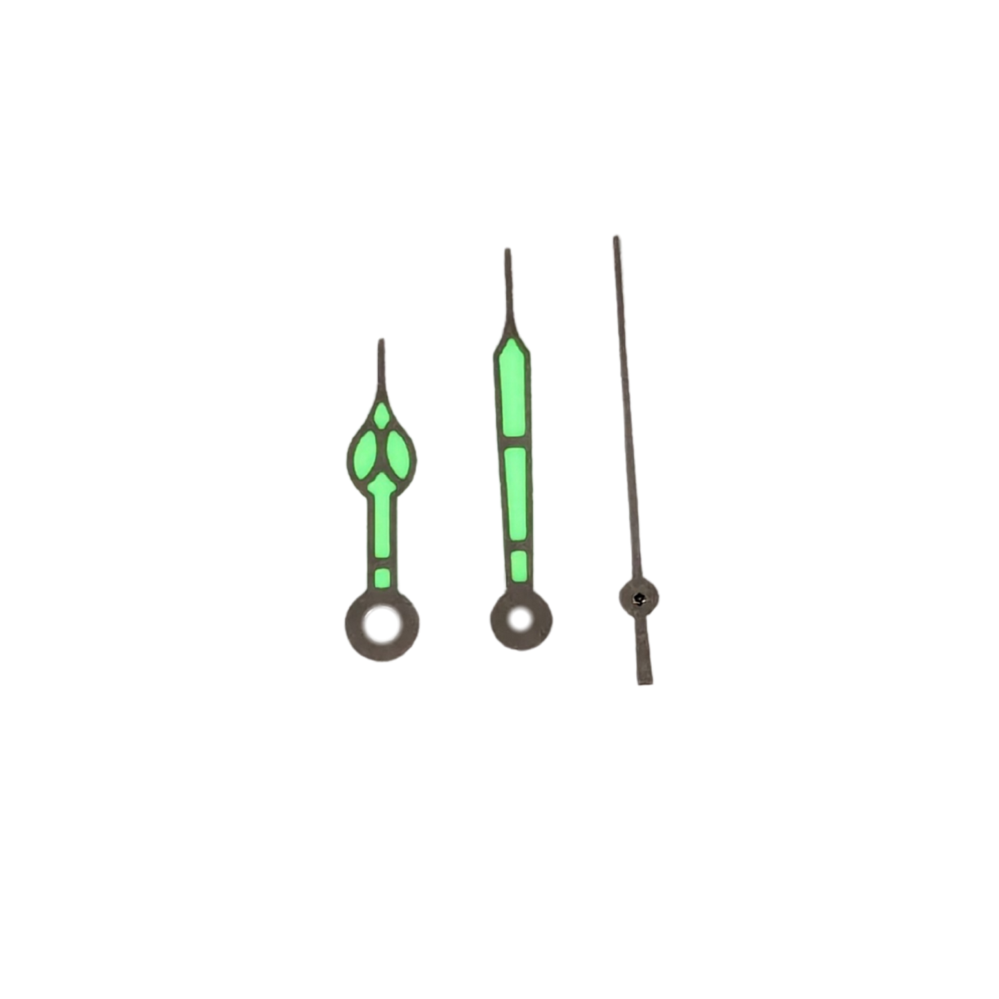 Quartz hands - Cathedral Silver (Swiss C1 Green Lume)