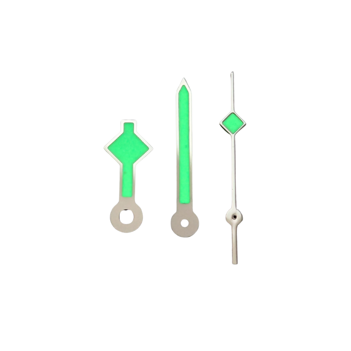 Quartz hands - Snowflake Silver (Swiss C1 Green Lume)