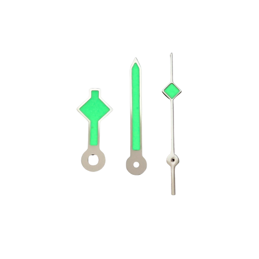 Quartz hands - Snowflake Silver (Swiss C1 Green Lume)