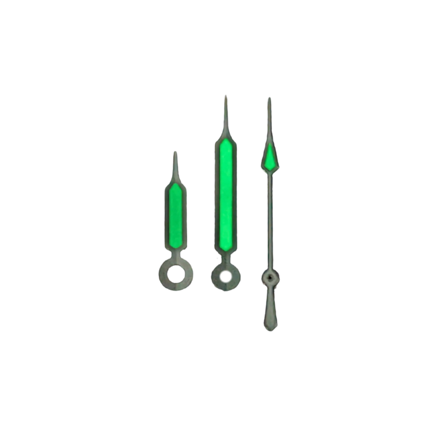 Quartz hands - Syringe Silver (Japanese Green Lume)