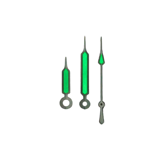 Quartz hands - Syringe Silver (Japanese Green Lume)