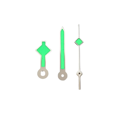 Quartz hands - Snowflake Silver (Swiss C1 Green Lume)